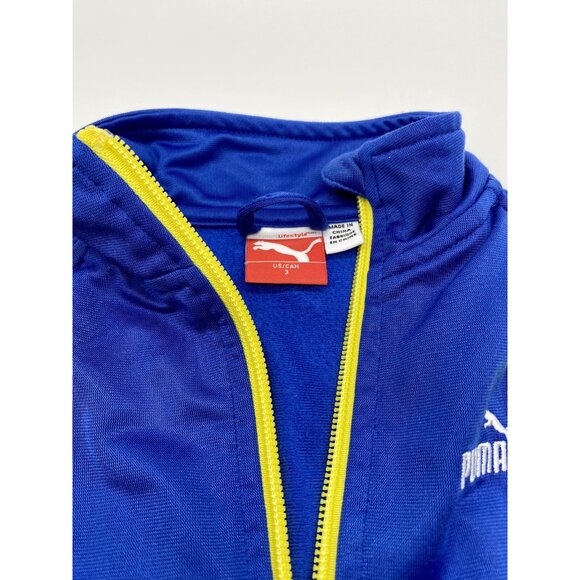 PUMA 3T Toddler Boys Athletic Jacket Blue Yellow White Zipper Zip Up - Picture 3 of 7
